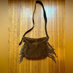Coach Brown Suede Fringe Boho Satchel
